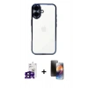 MARSİLYAN™- iPhone 16 Kılıf Vadi Minimal - Siyah 3D Antistatik Mat Seramik Nano Ekran Koruyucu + Bilvis Titan Kamera Lens - SH