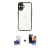MARSİLYAN™- iPhone 16 Kılıf Vadi Minimal - Siyah 3D Antistatik Mat Seramik Nano Ekran Koruyucu + Bilvis Titan Kamera Lens - SH