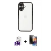 MARSİLYAN™- iPhone 16 Kılıf Vadi Minimal - Siyah 3D Antistatik Mat Seramik Nano Ekran Koruyucu + Bilvis Titan Kamera Lens - GS
