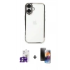 MARSİLYAN™- iPhone 16 Kılıf Vadi Minimal - Siyah 3D Antistatik Mat Seramik Nano Ekran Koruyucu + Bilvis Titan Kamera Lens - GS