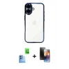 MARSİLYAN™- iPhone 16 Kılıf Vadi Minimal - Siyah 3D Antistatik Mat Seramik Nano Ekran Koruyucu + Raze Metal Kamera Lens - LT
