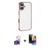 MARSİLYAN™- iPhone 16 Kılıf Vadi Minimal - Siyah 3D Antistatik Mat Seramik Nano Ekran Koruyucu + Pembe Bilvis Titan Kamera Lens