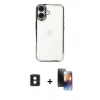 MARSİLYAN™- iPhone 16 Kılıf Vadi Minimal - Siyah 3D Antistatik Mat Seramik Nano Ekran Koruyucu + PVD Metal Kamera Lens - MI