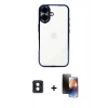 MARSİLYAN™- iPhone 16 Kılıf Vadi Minimal - Siyah 3D Antistatik Mat Seramik Nano Ekran Koruyucu + PVD Metal Kamera Lens - MI