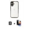 MARSİLYAN™- iPhone 16 Kılıf Vadi Minimal - Siyah 3D Antistatik Mat Seramik Nano Ekran Koruyucu + PVD Metal Kamera Lens - MI