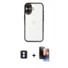 MARSİLYAN™- iPhone 16 Kılıf Vadi Minimal - Siyah 3D Antistatik Mat Seramik Nano Ekran Koruyucu + PVD Metal Kamera Lens - MI