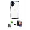 MARSİLYAN™- iPhone 16 Kılıf Vadi Minimal - Siyah 3D Antistatik Mat Seramik Nano Ekran Koruyucu + Raze Metal Kamera Lens - SH