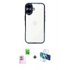 MARSİLYAN™- iPhone 16 Kılıf Vadi Minimal - Siyah 3D Antistatik Seramik Nano Ekran Koruyucu + Raze Metal Kamera Lens - PE