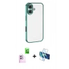 MARSİLYAN™- iPhone 16 Kılıf Vadi Minimal - Siyah 3D Antistatik Seramik Nano Ekran Koruyucu + Raze Metal Kamera Lens - PE