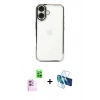 MARSİLYAN™- iPhone 16 Kılıf Vadi Minimal - Siyah 3D Antistatik Seramik Nano Ekran Koruyucu + Raze Metal Kamera Lens - PE
