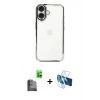 MARSİLYAN™- iPhone 16 Kılıf Vadi Minimal - Siyah 3D Antistatik Seramik Nano Ekran Koruyucu + Raze Metal Kamera Lens - SH