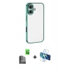 MARSİLYAN™- iPhone 16 Kılıf Vadi Minimal - Siyah 3D Antistatik Seramik Nano Ekran Koruyucu + Raze Metal Kamera Lens - SH