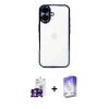 MARSİLYAN™- iPhone 16 Kılıf Vadi Minimal - Siyah Bilvis 5in1 3D Magic Cam Ekran Koruyucu + Bilvis Titan Kamera Lens - PE