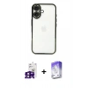 MARSİLYAN™- iPhone 16 Kılıf Vadi Minimal - Siyah Bilvis 5in1 3D Magic Cam Ekran Koruyucu + Bilvis Titan Kamera Lens - PE