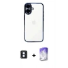 MARSİLYAN™- iPhone 16 Kılıf Vadi Minimal - Siyah Bilvis 5in1 3D Magic Cam Ekran Koruyucu + PVD Metal Kamera Lens - MI