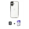 MARSİLYAN™- iPhone 16 Kılıf Vadi Minimal - Siyah Bilvis 5in1 3D Magic Cam Ekran Koruyucu + PVD Metal Kamera Lens - MI