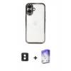 MARSİLYAN™- iPhone 16 Kılıf Vadi Minimal - Siyah Bilvis 5in1 3D Magic Cam Ekran Koruyucu + PVD Metal Kamera Lens - MI