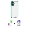 MARSİLYAN™- iPhone 16 Kılıf Vadi Minimal - Siyah Bilvis 5in1 3D Magic Cam Ekran Koruyucu + Pembe Raze Metal Kamera Lens