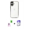 MARSİLYAN™- iPhone 16 Kılıf Vadi Minimal - Siyah Bilvis 5in1 3D Magic Cam Ekran Koruyucu + Pembe Raze Metal Kamera Lens