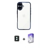 MARSİLYAN™- iPhone 16 Kılıf Vadi Minimal - Siyah Bilvis 5in1 3D Magic Cam Ekran Koruyucu + PVD Metal Kamera Lens - YL