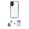 MARSİLYAN™- iPhone 16 Kılıf Vadi Minimal - Siyah Bilvis 5in1 3D Magic Cam Ekran Koruyucu + Raze Metal Kamera Lens - SH