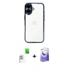 MARSİLYAN™- iPhone 16 Kılıf Vadi Minimal - Siyah Bilvis 5in1 5D Magic Hayalet Cam Ekran Koruyucu + Raze Metal Kamera Lens - BZ