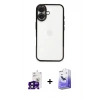 MARSİLYAN™- iPhone 16 Kılıf Vadi Minimal - Siyah Bilvis 5in1 5D Magic Hayalet Cam Ekran Koruyucu + Bilvis Titan Kamera Lens - SH