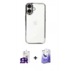 MARSİLYAN™- iPhone 16 Kılıf Vadi Minimal - Siyah Bilvis 5in1 5D Magic Hayalet Cam Ekran Koruyucu + Bilvis Titan Kamera Lens - GS