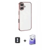 MARSİLYAN™- iPhone 16 Kılıf Vadi Minimal - Siyah Bilvis 5in1 5D Magic Hayalet Cam Ekran Koruyucu + Mavi PVD Metal Kamera Lens