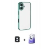 MARSİLYAN™- iPhone 16 Kılıf Vadi Minimal - Siyah Bilvis 5in1 5D Magic Hayalet Cam Ekran Koruyucu + Mavi PVD Metal Kamera Lens