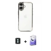 MARSİLYAN™- iPhone 16 Kılıf Vadi Minimal - Siyah Bilvis 5in1 5D Magic Hayalet Cam Ekran Koruyucu + PVD Metal Kamera Lens - YL