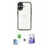 MARSİLYAN™- iPhone 16 Kılıf Vadi Minimal - Siyah Bilvis 5in1 5D Magic Hayalet Cam Ekran Koruyucu + Raze Metal Kamera Lens - LT