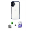MARSİLYAN™- iPhone 16 Kılıf Vadi Minimal - Siyah Bilvis 5in1 5D Magic Hayalet Cam Ekran Koruyucu + Raze Metal Kamera Lens - SH