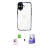 MARSİLYAN™- iPhone 16 Kılıf Vadi Minimal - Siyah Bilvis 5in1 5D Magic Hayalet Cam Ekran Koruyucu + Raze Metal Kamera Lens - PE