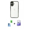 MARSİLYAN™- iPhone 16 Kılıf Vadi Minimal - Siyah Bilvis 5in1 5D Magic Hayalet Cam Ekran Koruyucu + Raze Metal Kamera Lens - LT