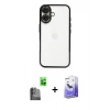 MARSİLYAN™- iPhone 16 Kılıf Vadi Minimal - Siyah Bilvis 5in1 5D Magic Hayalet Cam Ekran Koruyucu + Raze Metal Kamera Lens - SH