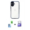 MARSİLYAN™- iPhone 16 Kılıf Vadi Minimal - Siyah Bilvis 5in1 5D Magic Hayalet Cam Ekran Koruyucu + Raze Metal Kamera Lens - LT