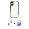 MARSİLYAN™- iPhone 16 Kılıf Vadi Minimal - Siyah Bilvis 5in1 5D Magic Hayalet Cam Ekran Koruyucu + Raze Metal Kamera Lens - PE
