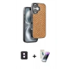 MARSİLYAN™- iPhone 16 Kılıf Vadi Özel Seri - Şeffaf Pasifik Cam Ekran Koruyucu + PVD Metal Kamera Lens - PE