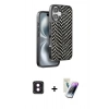 MARSİLYAN™- iPhone 16 Kılıf Vadi Özel Seri - Şeffaf Pasifik Cam Ekran Koruyucu + PVD Metal Kamera Lens - PE