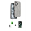 MARSİLYAN™- iPhone 16 Kılıf Vadi Özel Seri - Siyah 360 Mat Full Body Arka Koruyucu + Raze Metal Kamera Lens - BZ