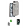 MARSİLYAN™- iPhone 16 Kılıf Vadi Özel Seri - Siyah 360 Mat Full Body Arka Koruyucu + Raze Metal Kamera Lens - SH
