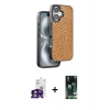 MARSİLYAN™- iPhone 16 Kılıf Vadi Özel Seri - Siyah 360 Mat Full Body Arka Koruyucu + Bilvis Titan Kamera Lens - YL