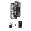 MARSİLYAN™- iPhone 16 Kılıf Vadi Özel Seri - Siyah 3D Antistatik Hayalet Cam Ekran Koruyucu + Bilvis Titan Kamera Lens - PE