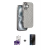 MARSİLYAN™- iPhone 16 Kılıf Vadi Özel Seri - Siyah 3D Antistatik Hayalet Cam Ekran Koruyucu + Bilvis Titan Kamera Lens - SH
