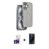 MARSİLYAN™- iPhone 16 Kılıf Vadi Özel Seri - Siyah 3D Antistatik Hayalet Cam Ekran Koruyucu + Bilvis Titan Kamera Lens - PE