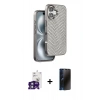 MARSİLYAN™- iPhone 16 Kılıf Vadi Özel Seri - Siyah 3D Antistatik Hayalet Cam Ekran Koruyucu + Bilvis Titan Kamera Lens - YL