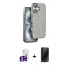 MARSİLYAN™- iPhone 16 Kılıf Vadi Özel Seri - Siyah 3D Antistatik Hayalet Cam Ekran Koruyucu + Bilvis Titan Kamera Lens - GS