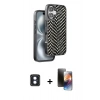 MARSİLYAN™- iPhone 16 Kılıf Vadi Özel Seri - Siyah 3D Antistatik Mat Seramik Nano Ekran Koruyucu + PVD Metal Kamera Lens - MI