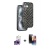 MARSİLYAN™- iPhone 16 Kılıf Vadi Özel Seri - Siyah 3D Antistatik Mat Seramik Nano Ekran Koruyucu + Pembe Bilvis Titan Kamera Lens